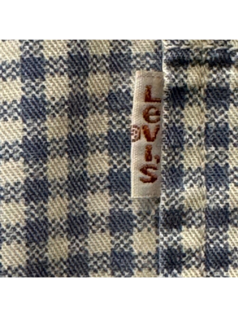 Vintage 90s Levi's Casual Houndstooth Women's L Shirt Blue White Relaxed Cotton - Picture 3 of 9